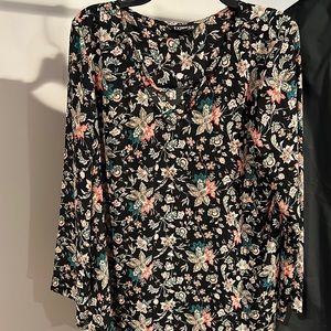 Black floral blouse